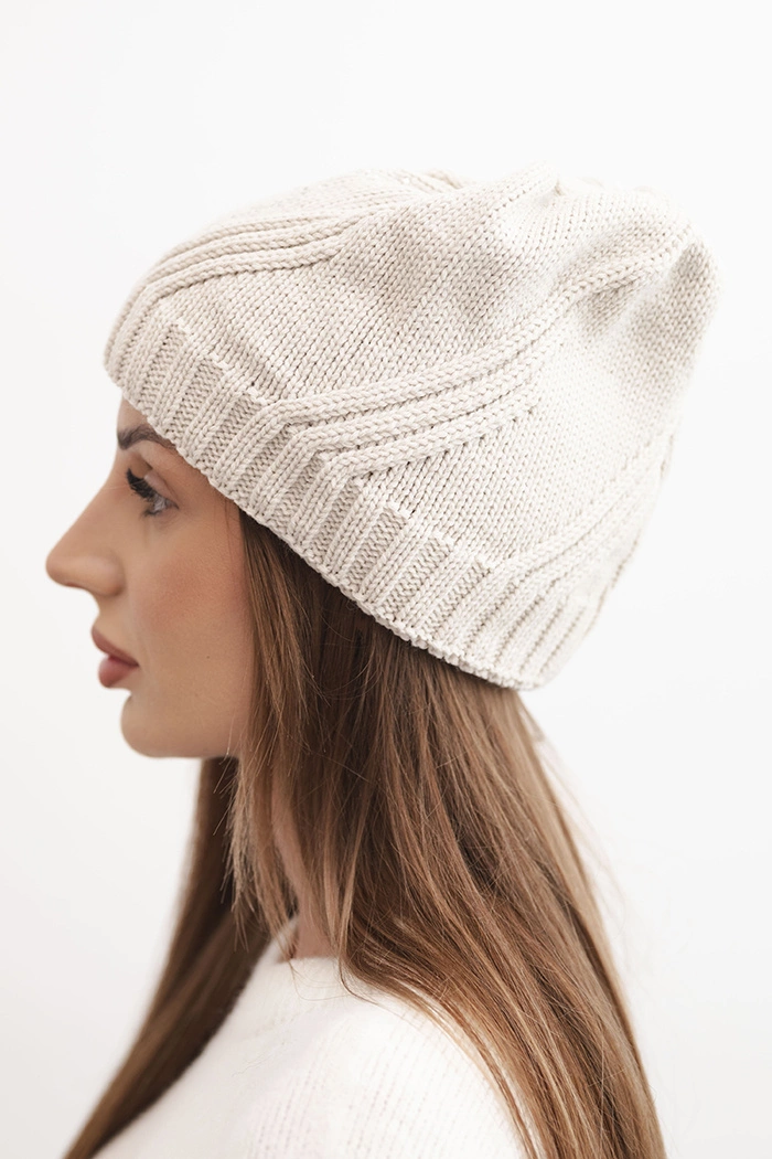 Kesi Women's winter cap with wool and stud embellishment K480 beige