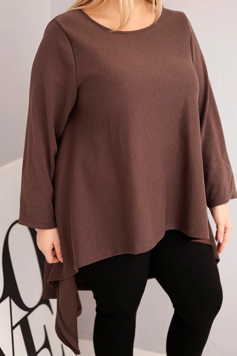 Kesi Tunika dámska Plus Size bavlnená s asymetrickým strihom hnedá