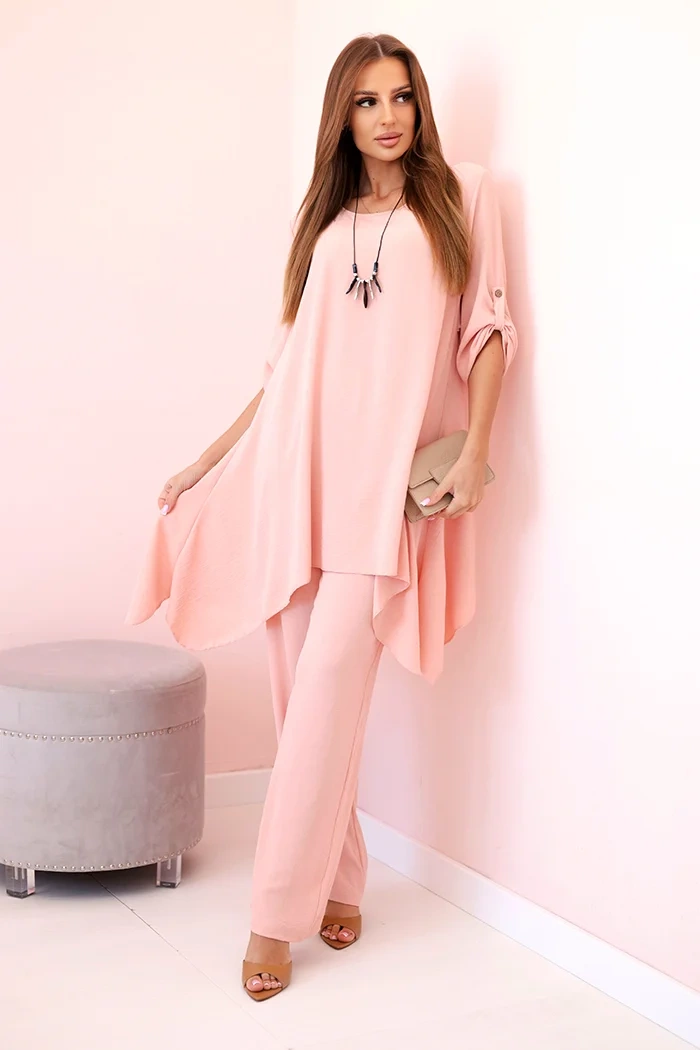 Kesi Włoski Set of blouse + pants with pendant dark powder pink