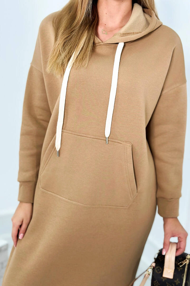 Long Camel Hooded Dress
