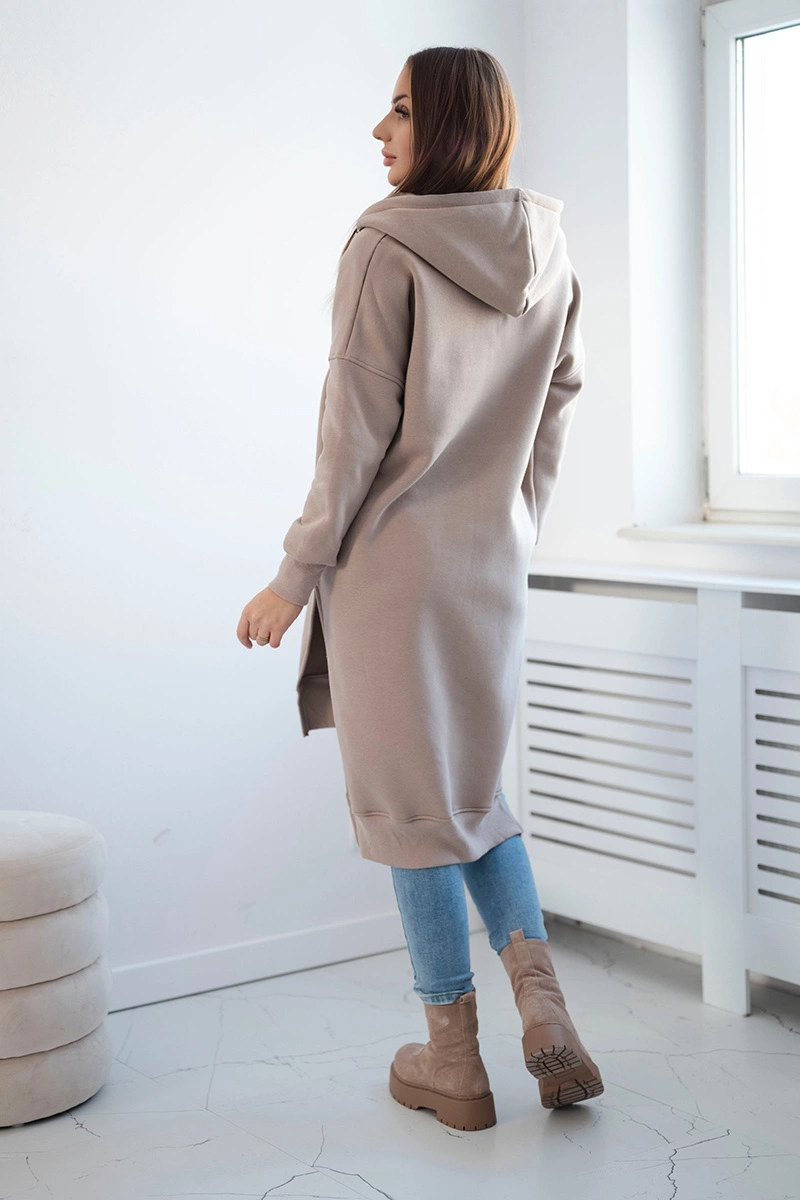 Insulated sweatshirt with side slits beige