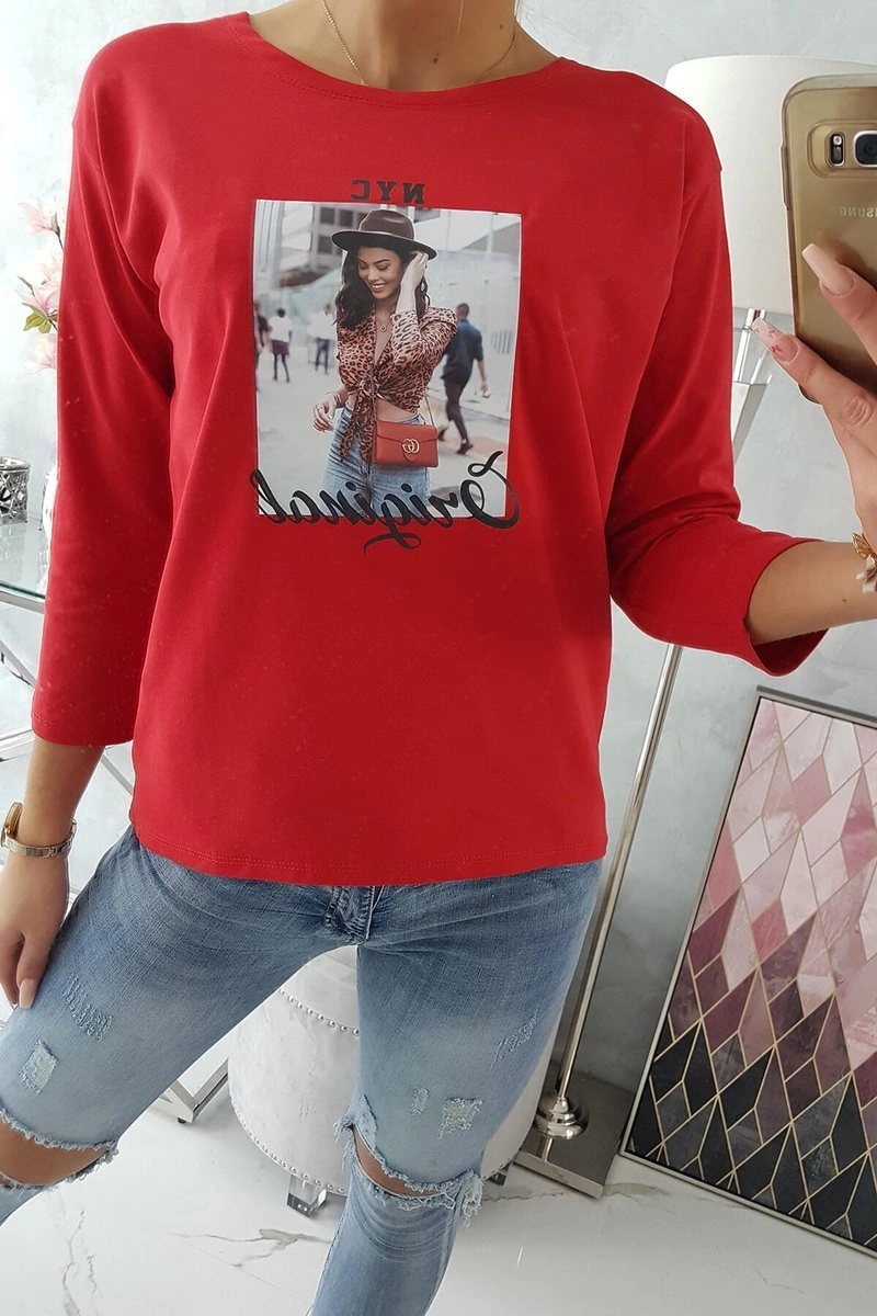 Blouse with Original print red