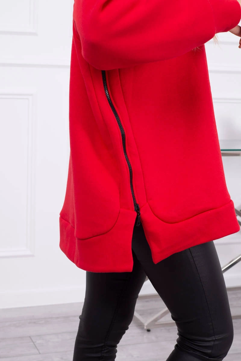 Kesi Insulated sweatshirt with a zipper on the side red