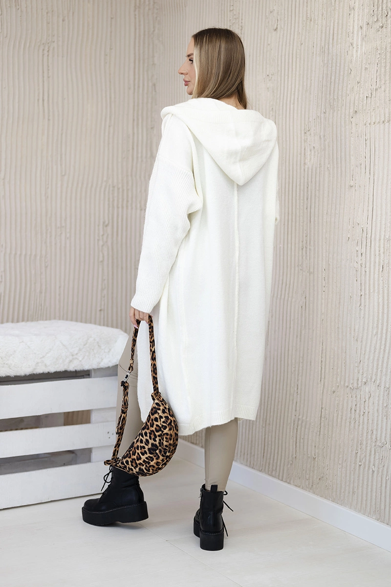 Ecru cardigan hooded sweater