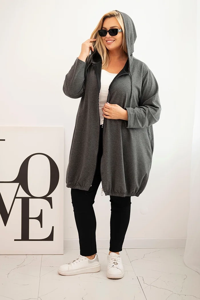 Kesi Women's Plus Size cotton hoodie with a zipper graphite