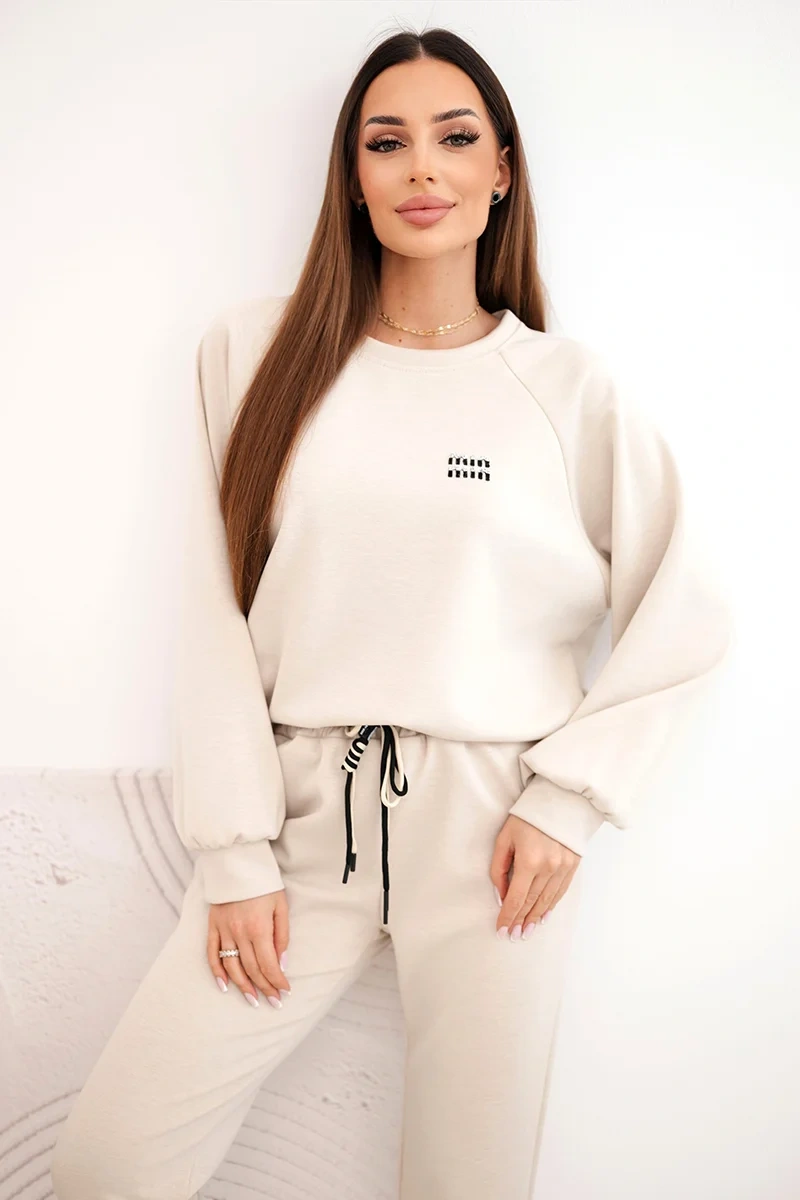 Kesi Włoski Dámsky komplet maslový z viskózy s mikinou a nohavicami béžový