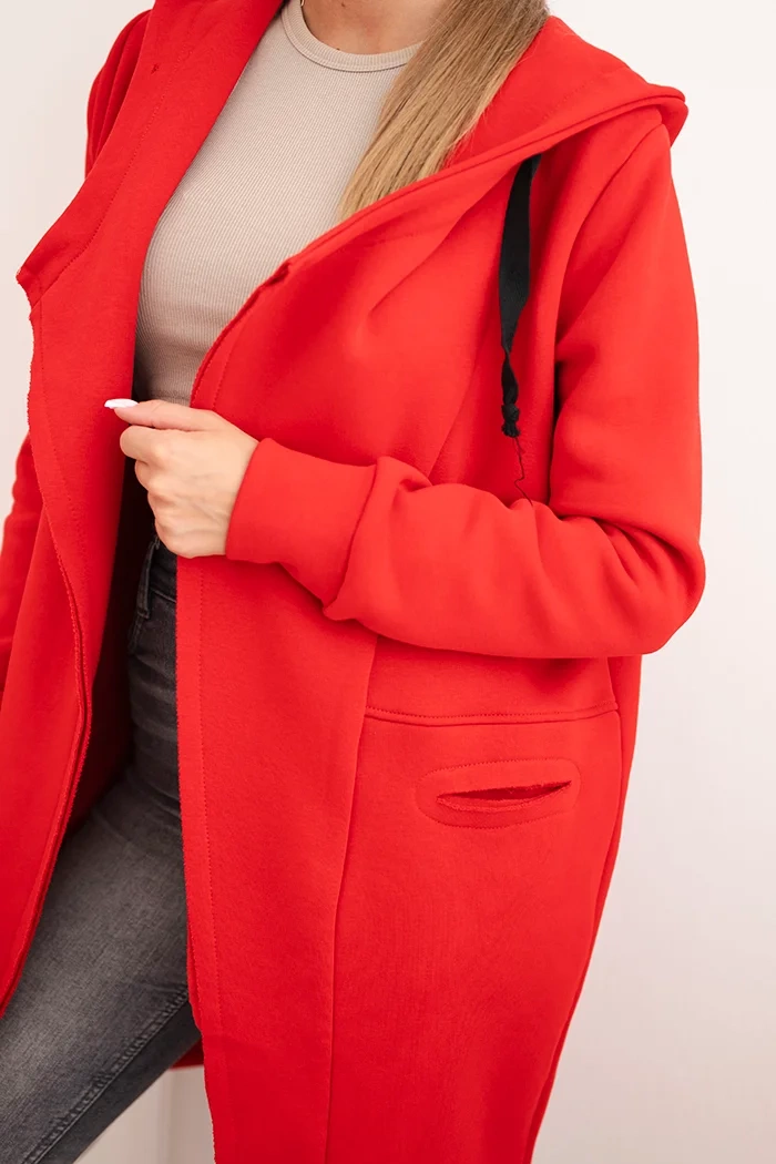 Insulated raincoat with hood red