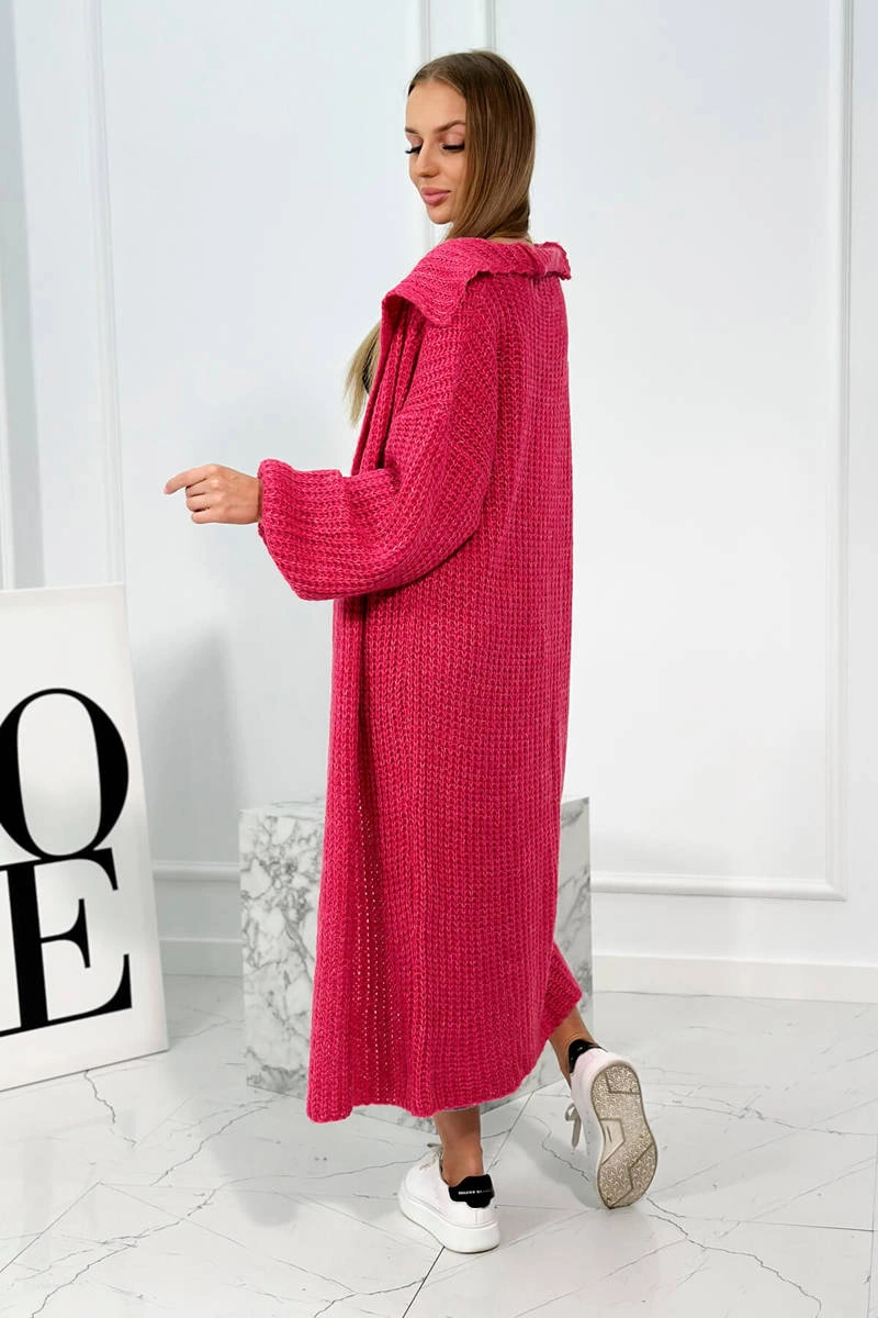 Mohair sweater with stand-up collar in fuchsia color