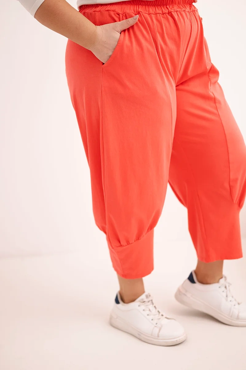 Kesi Plus Size nohavice s nízkym sedom, koralové