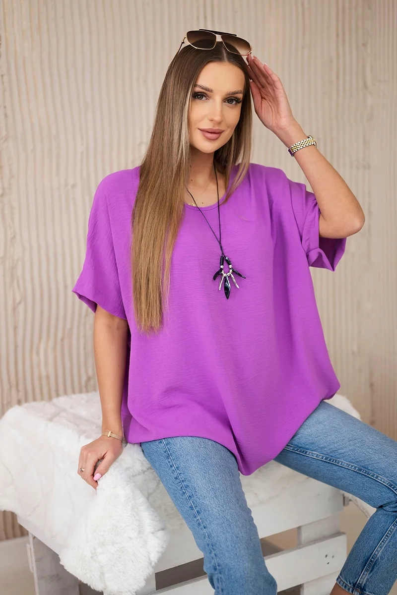 Oversized blouse with pendant purple color
