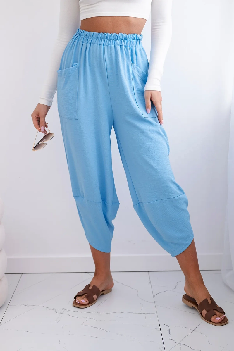 Kesi Włoski Trousers with wide leg and pockets blue