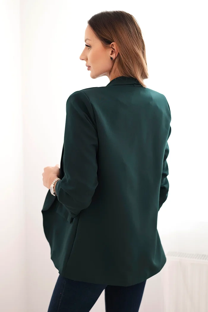 Kesi Włoski Women&#039;s unbuttoned blazer with lining S/M dark green