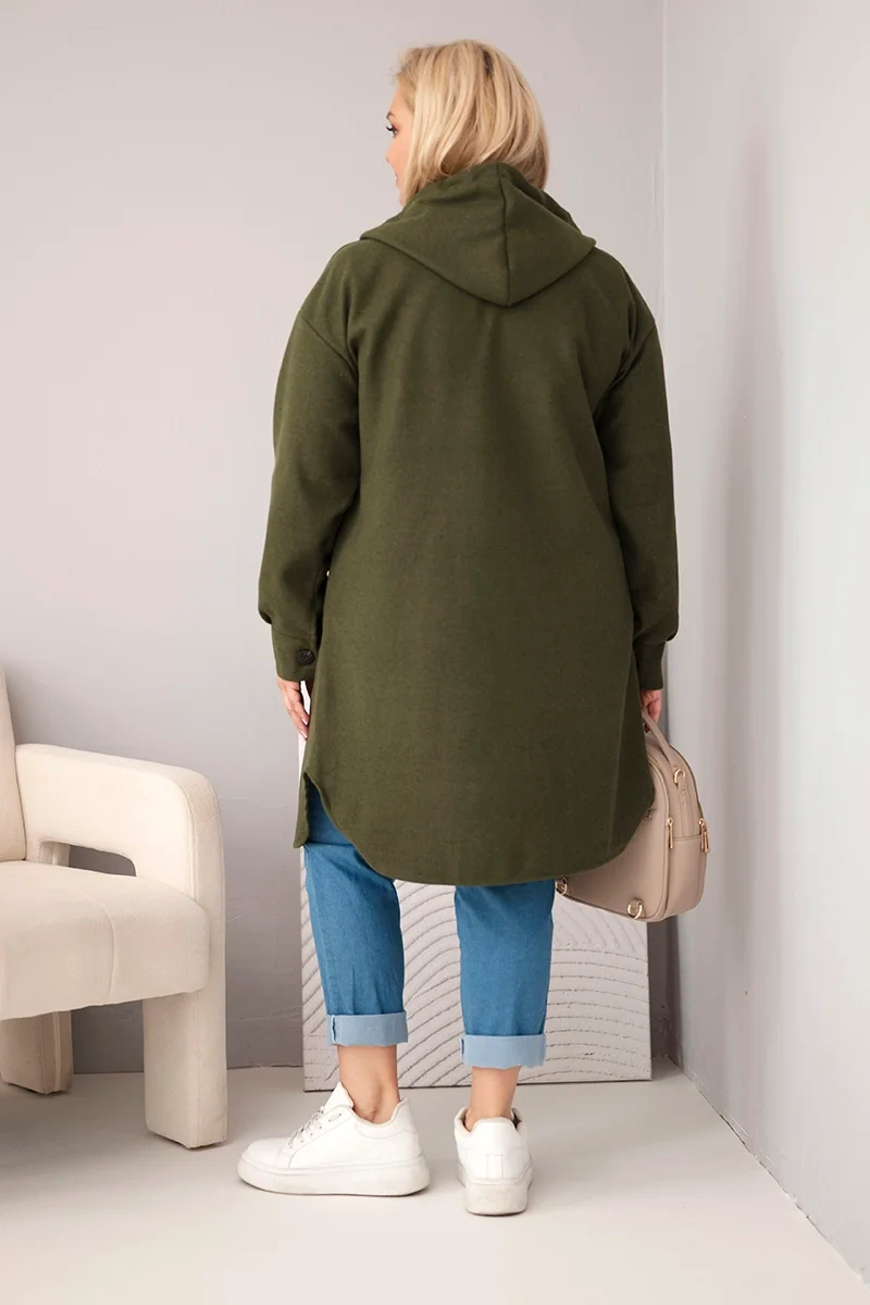 Kesi dámsky kabát s kapucňou v plus-size