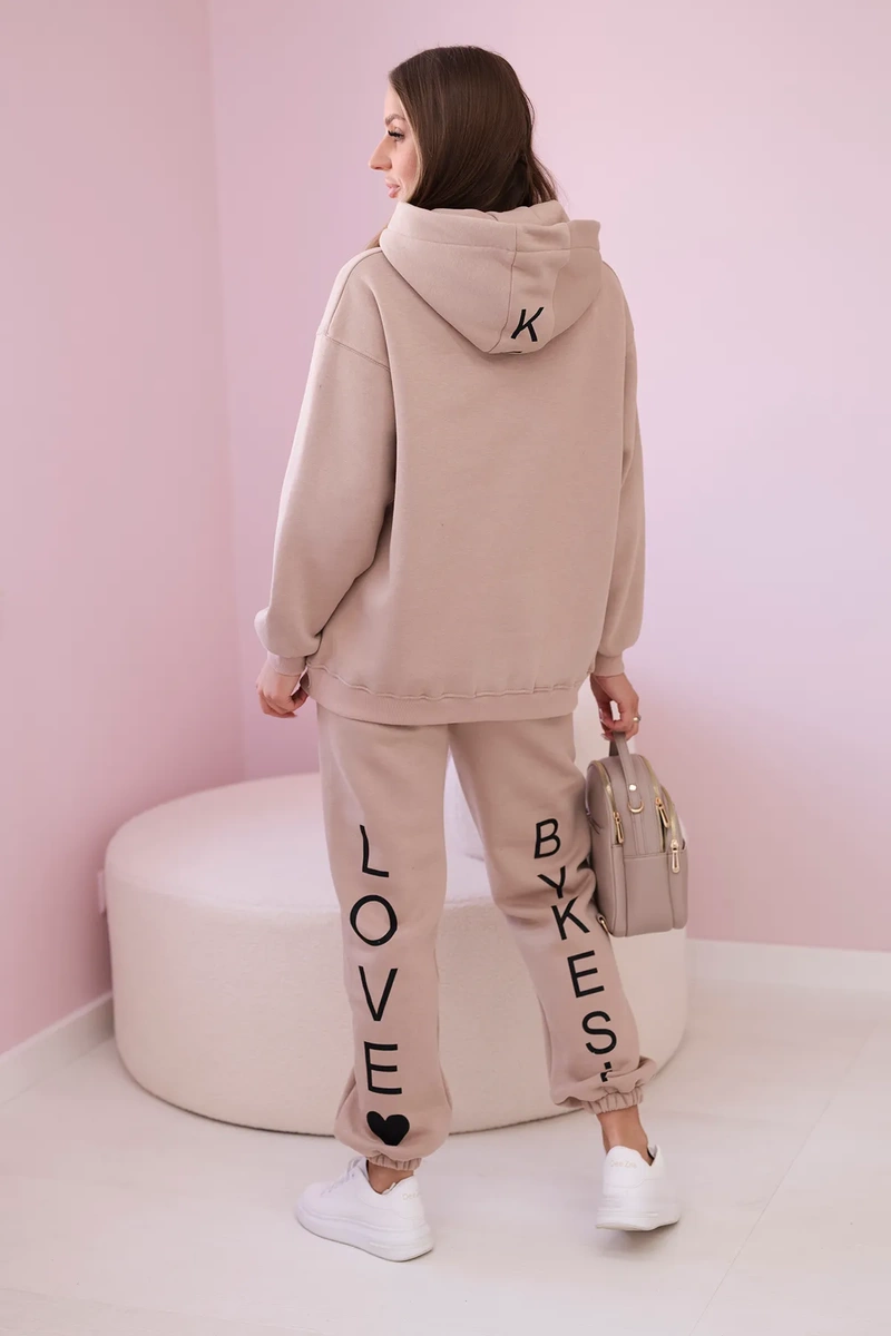 Cotton set with dark beige print