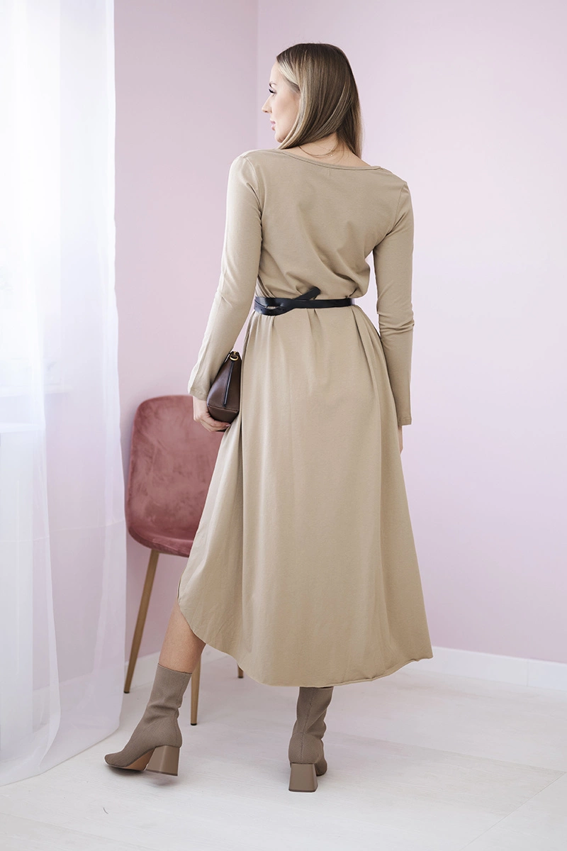 Dress with decorative belt and camel inscription