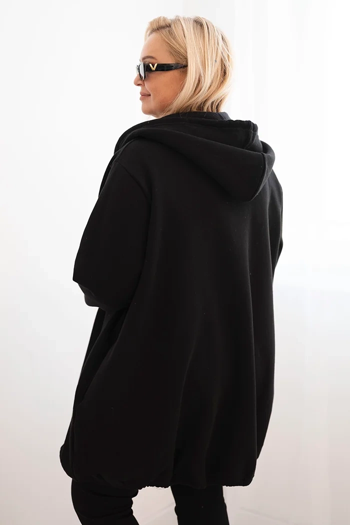 Kesi Women's Plus Size hooded and zippered warm sweatshirt black