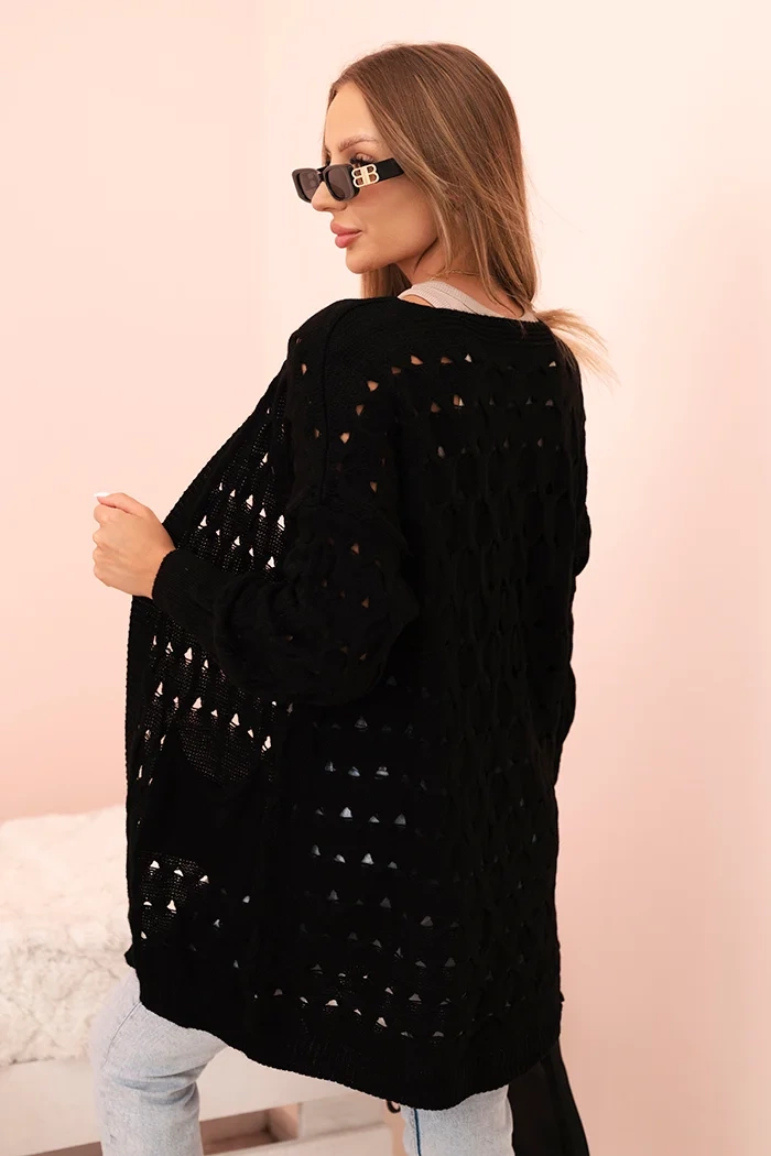 Kesi Włoski Women&#039;s openwork cardigan with pockets black