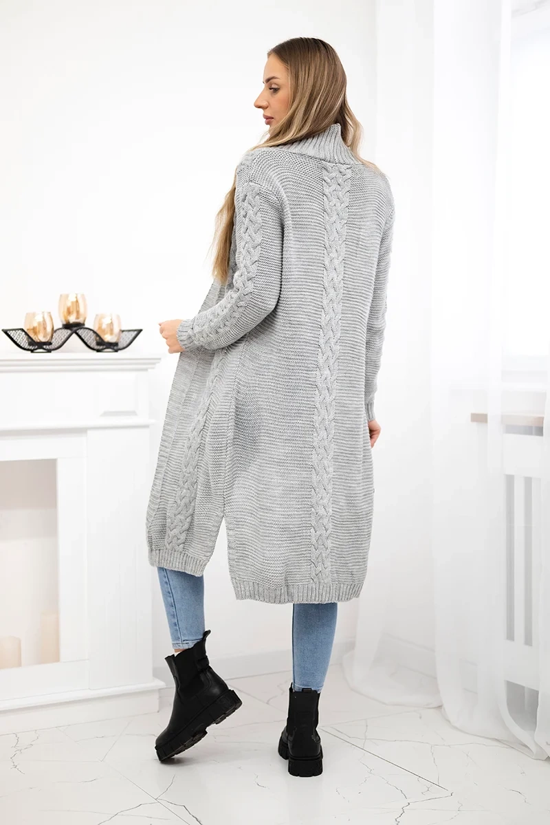 Cardigan woven braid sweater gray