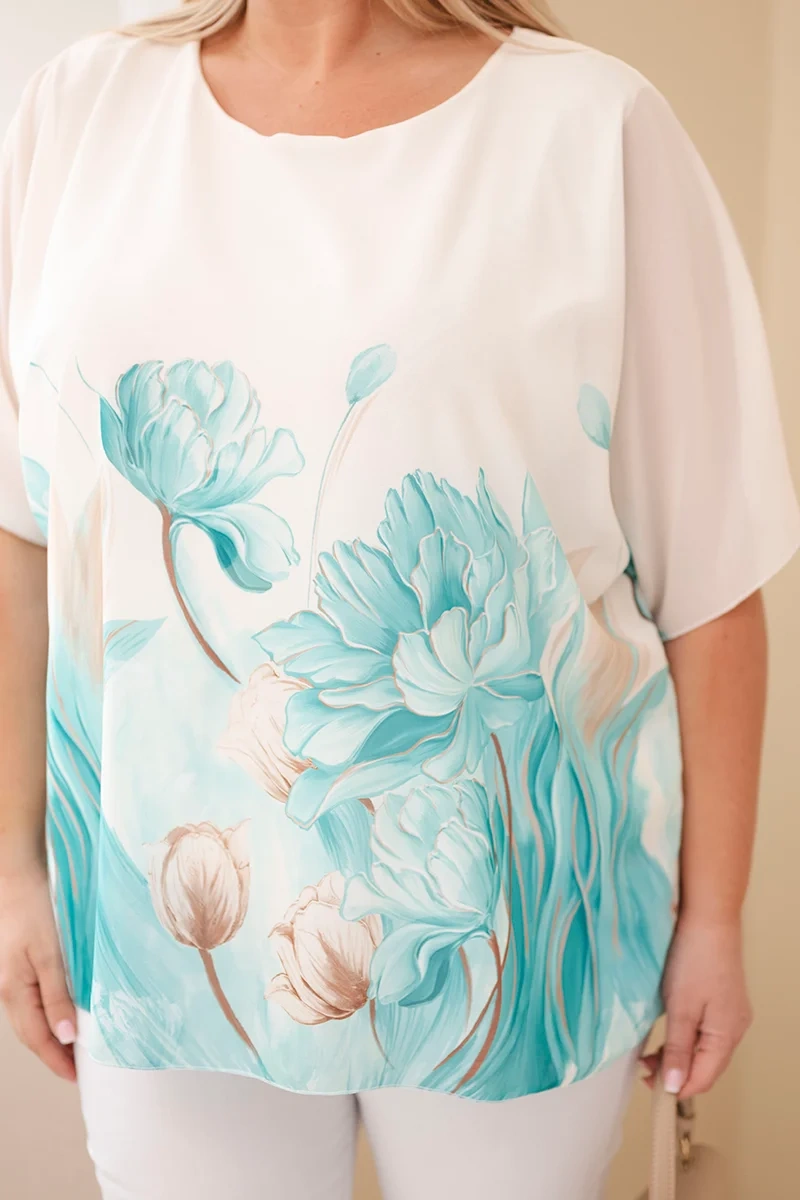 Kesi plus-size blúzka s kvetinovou potlačou