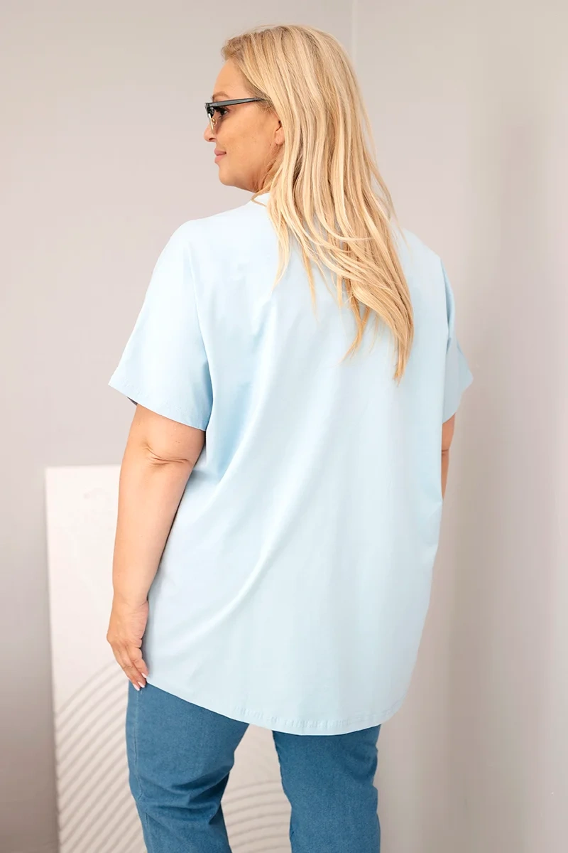 Kesi Plus Size blúzka s motýľmi modrá