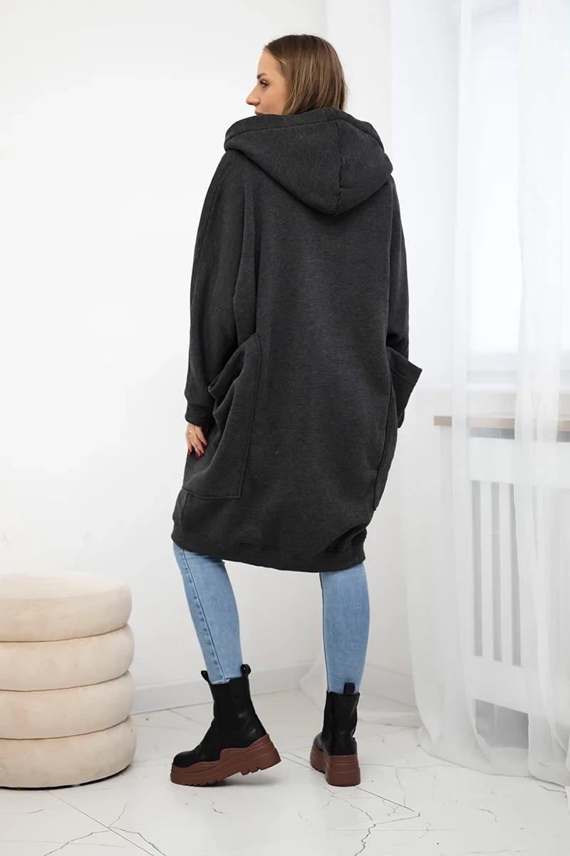 Oversize insulated graphite sweatshirt