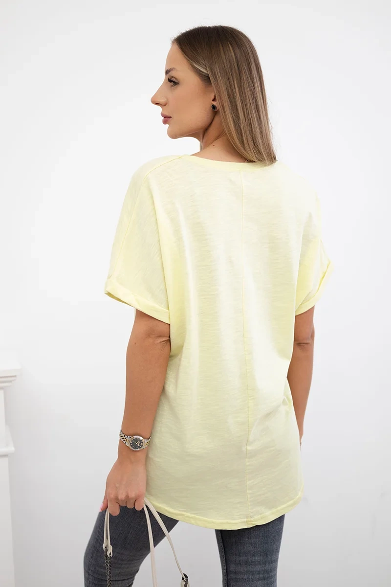 Cotton blouse with pocket yellow