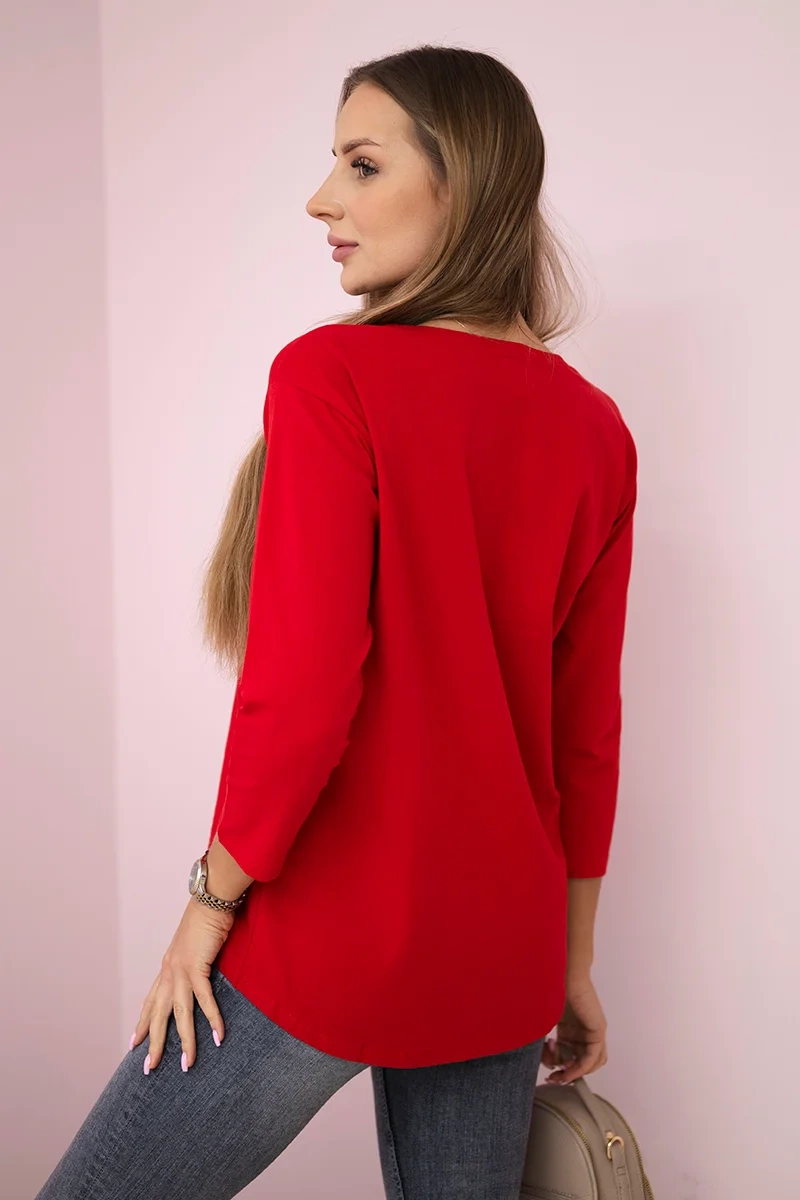 Blouse with Summer Girl print red