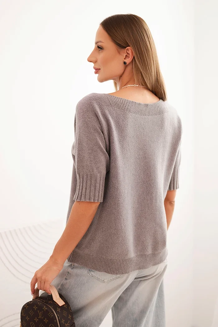 Kesi Włoski Women's short-sleeve viscose sweater cappuccino
