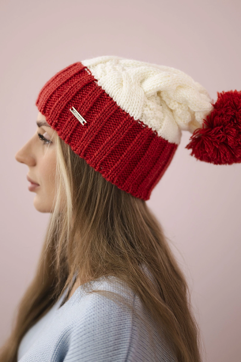 marka niezdefiniowana Cap with fleece Paris K212 ecru+burgundy
