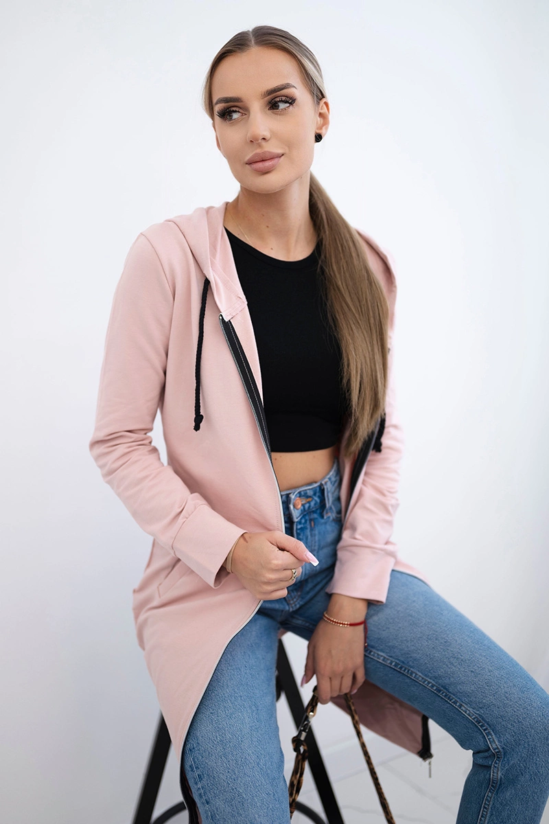 Women&#039;s long hoodie Kesi - powder pink