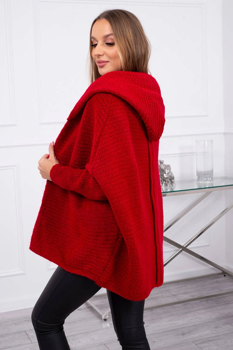 Hooded sweater with batwing sleeve