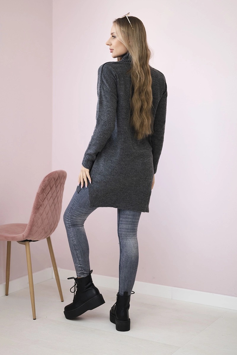Sweater with graphite stand-up collar