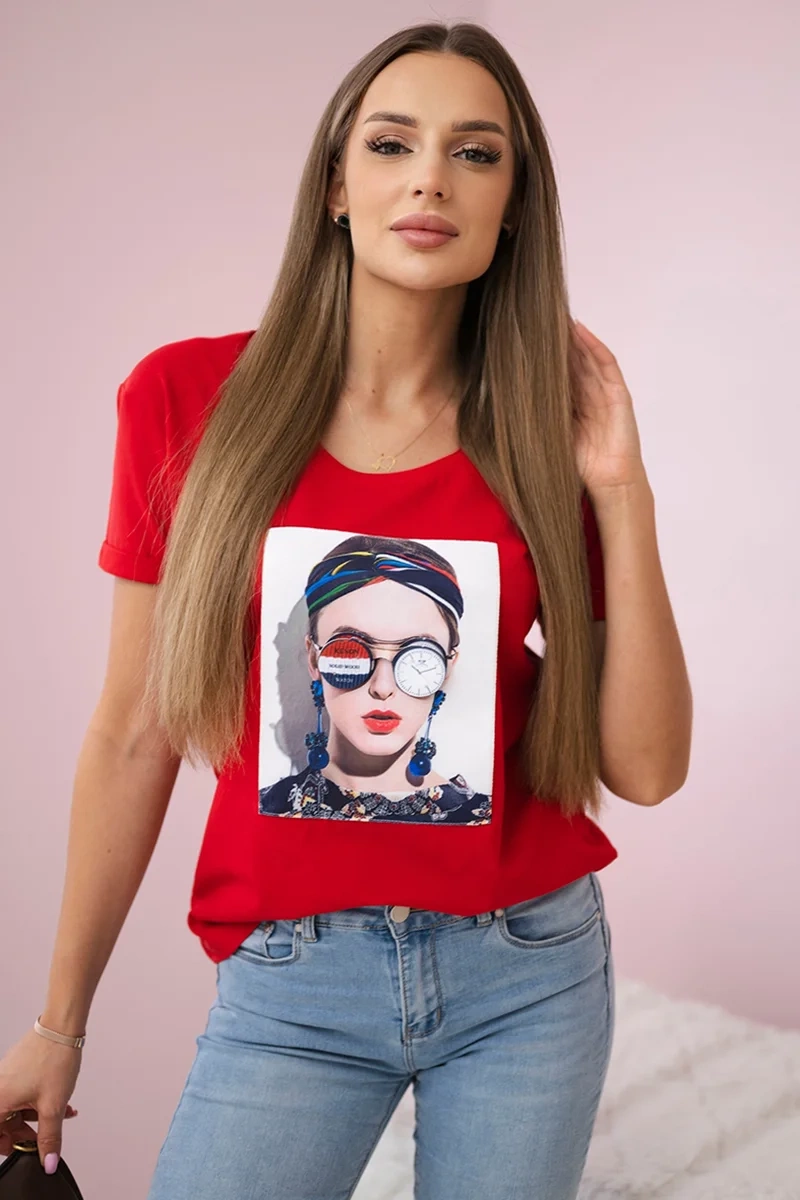 Women's graphic blouse red