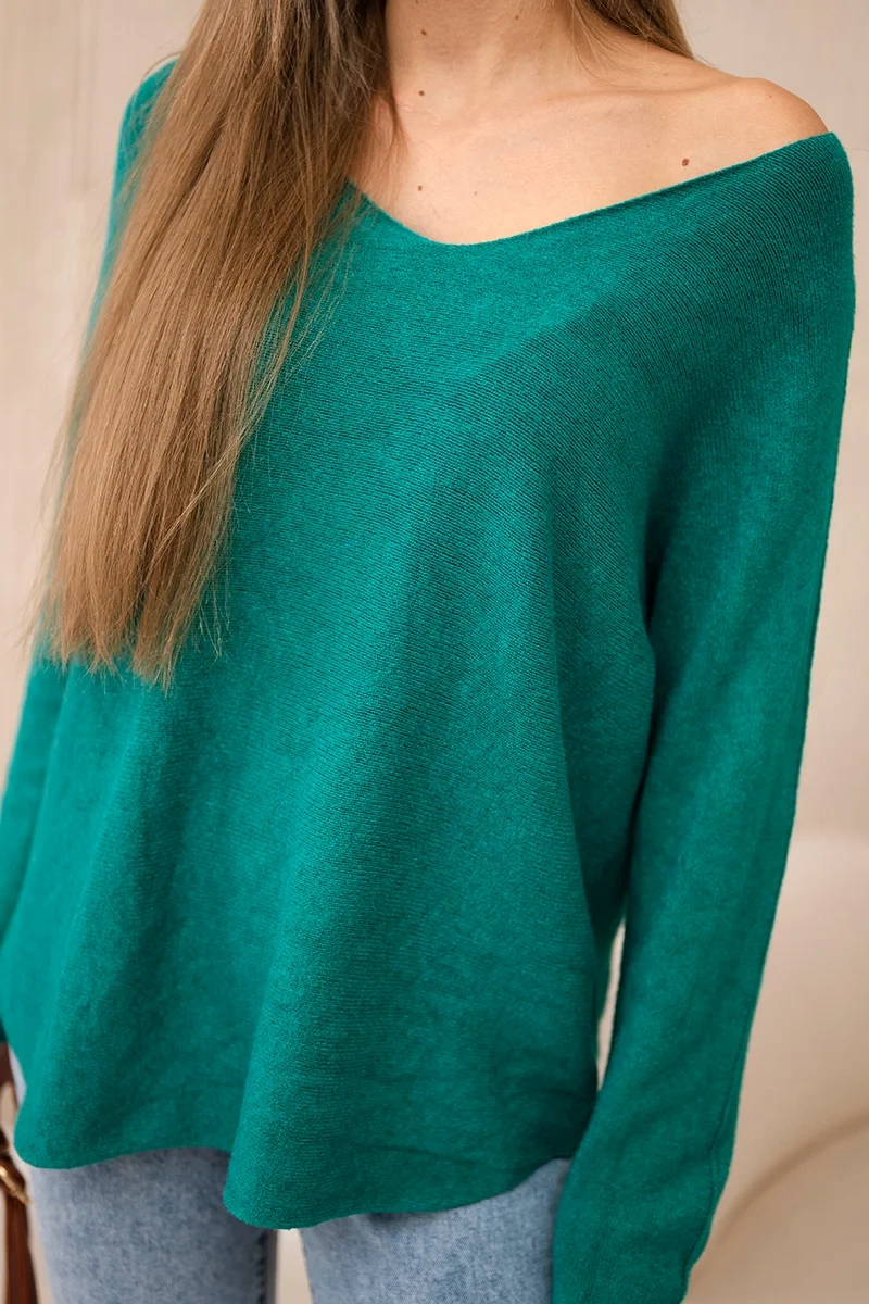 Kesi Włoski V-neck sweater green