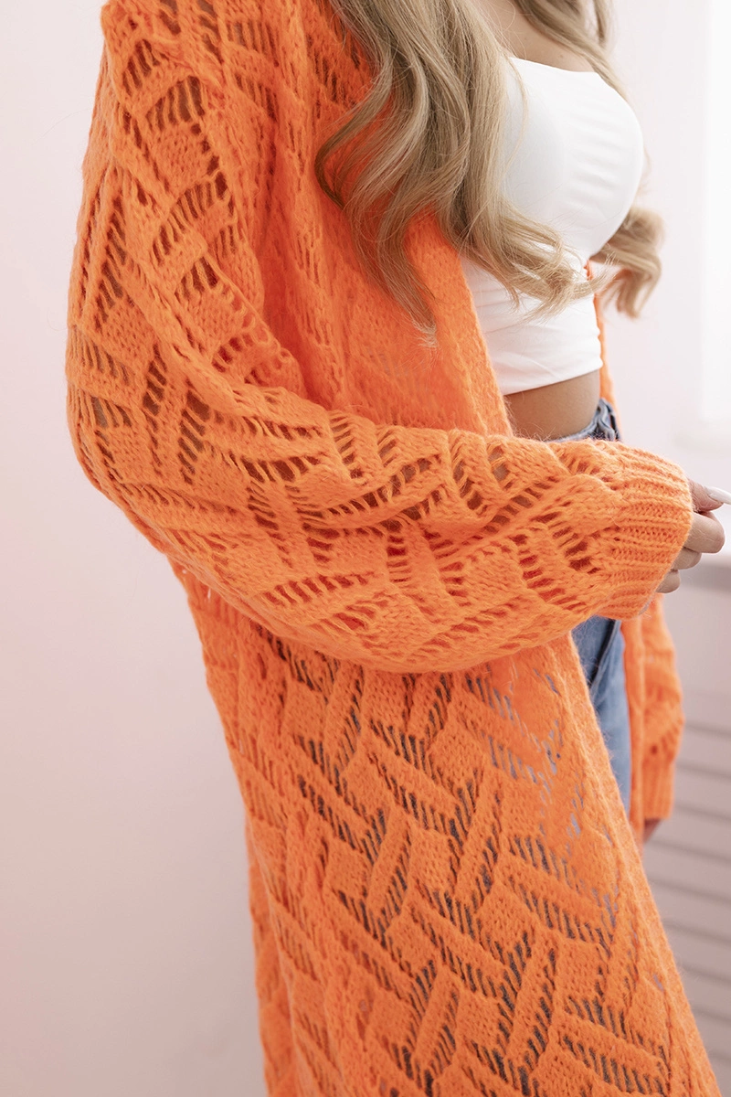 Long cardigan Super KID Mohair orange neon