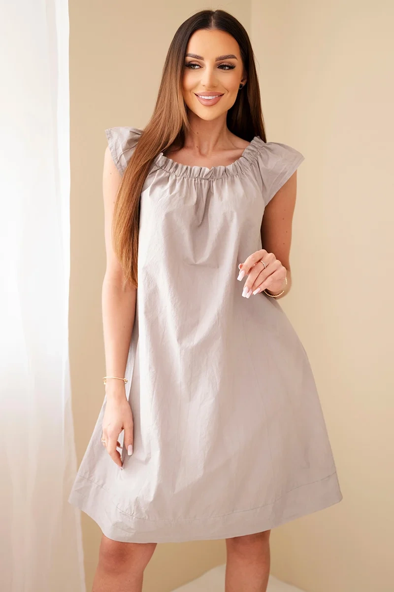 Bavlněné dámské šaty Kesi s nařaseným výstřihem