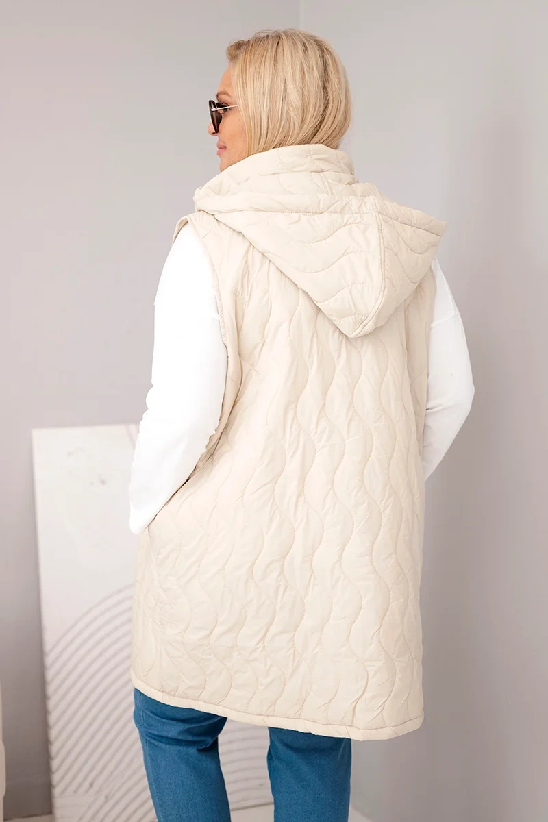 Kesi dámska plus size prešívaná vesta s kapucňou