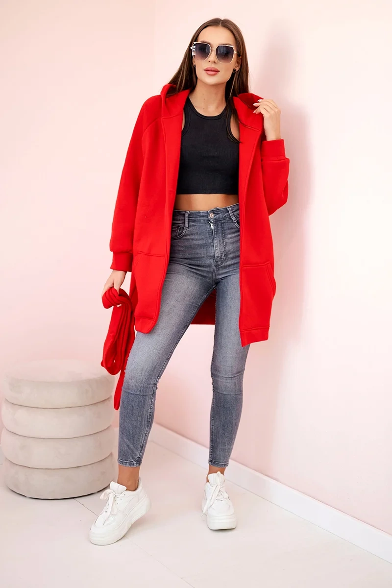 Insulated cape with waist tie red