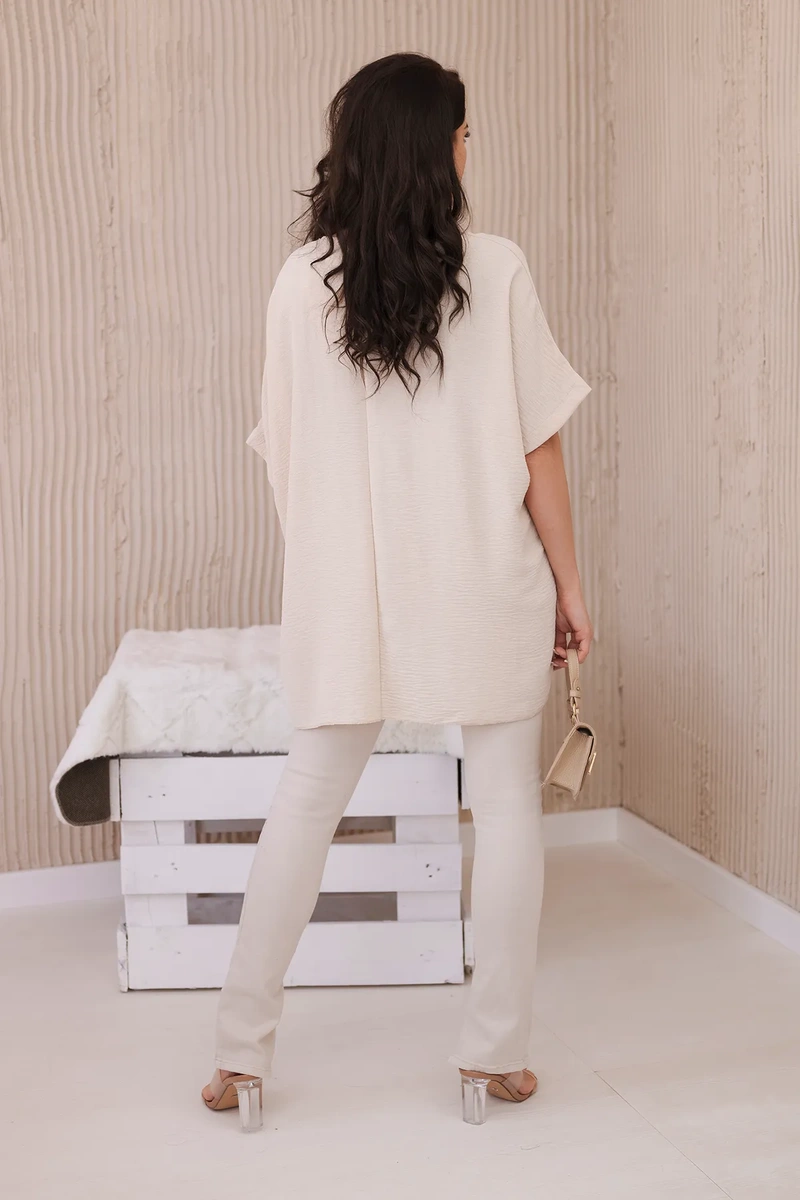 Kesi Włoski Oversized blouse with pendant dark beige