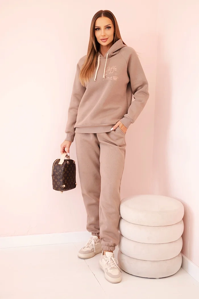 Polski Women&#039;s cotton thermal set with fango print green