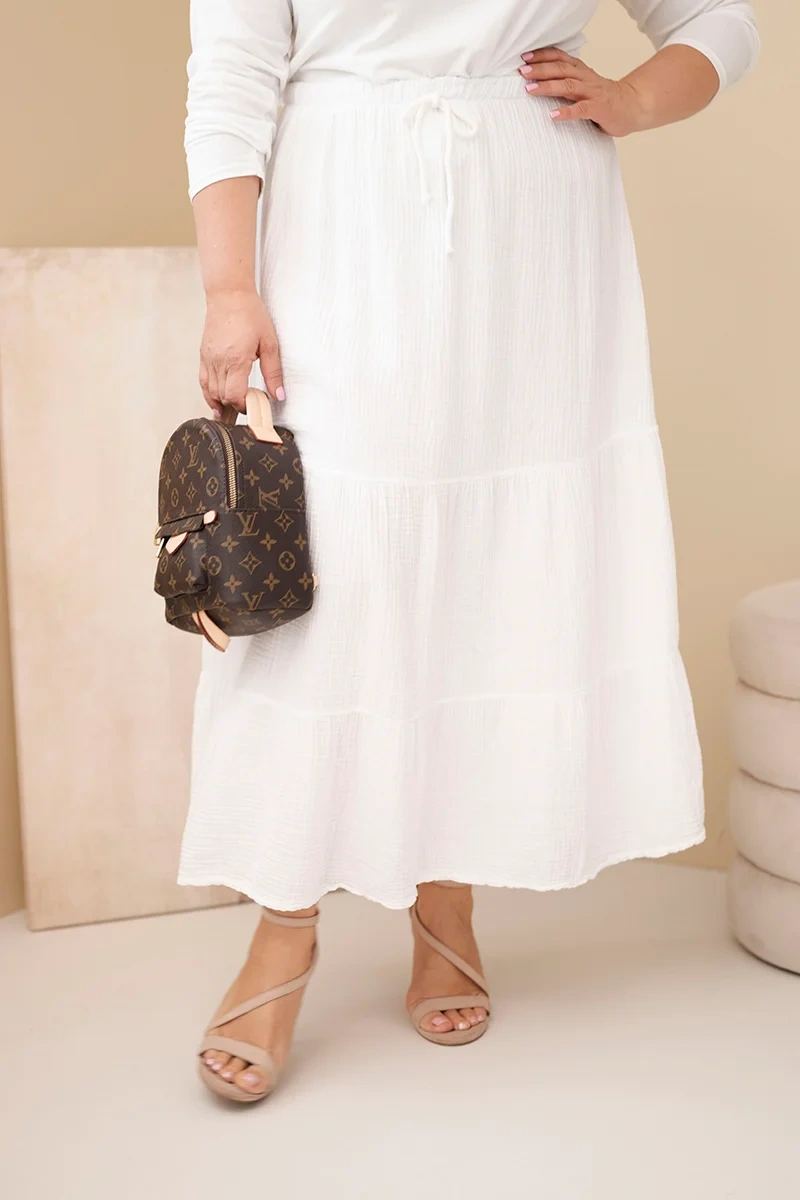 Plus Size sukňa z bavlny s volánom