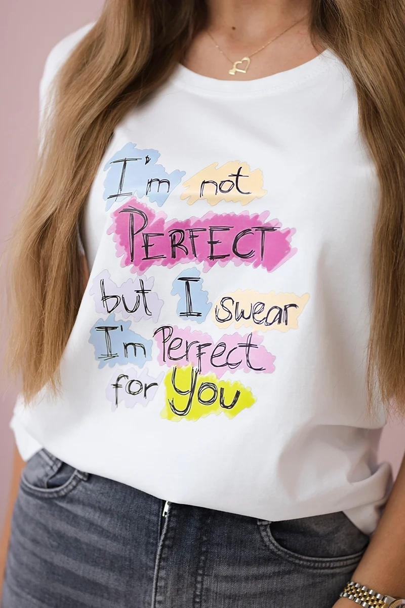 Blouse with Perfect white print