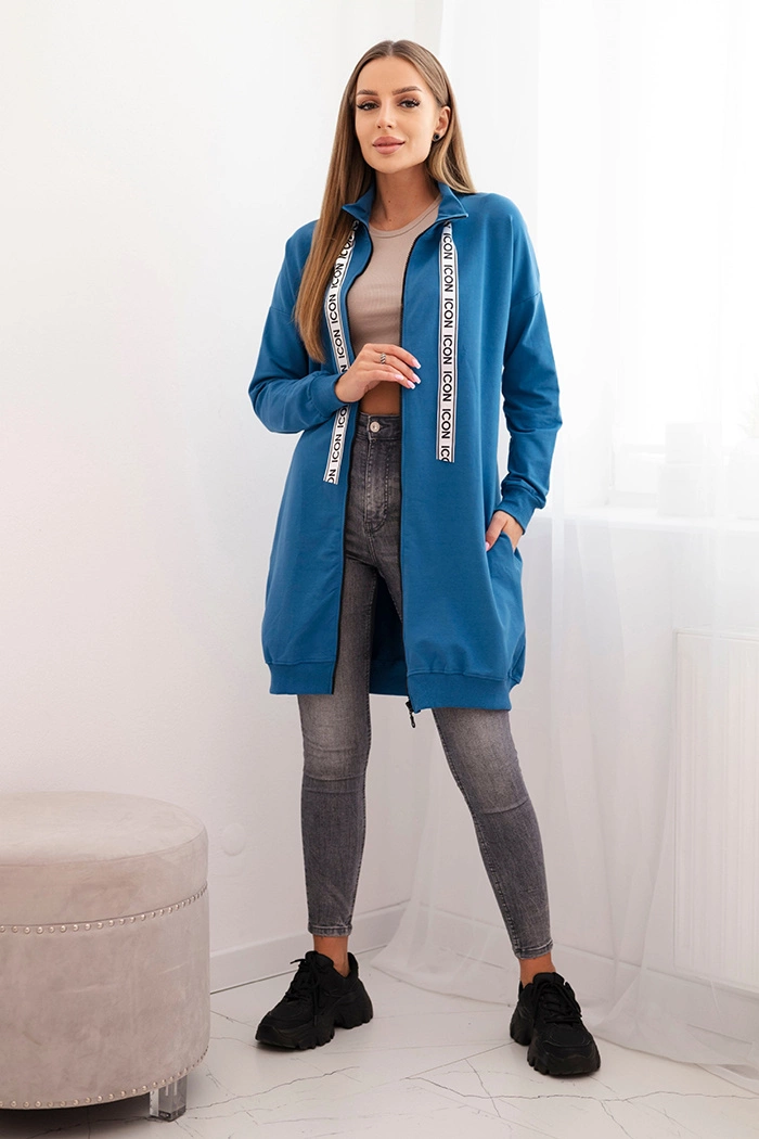 Kesi Women&#039;s zip-up hoodie with inscriptions denim