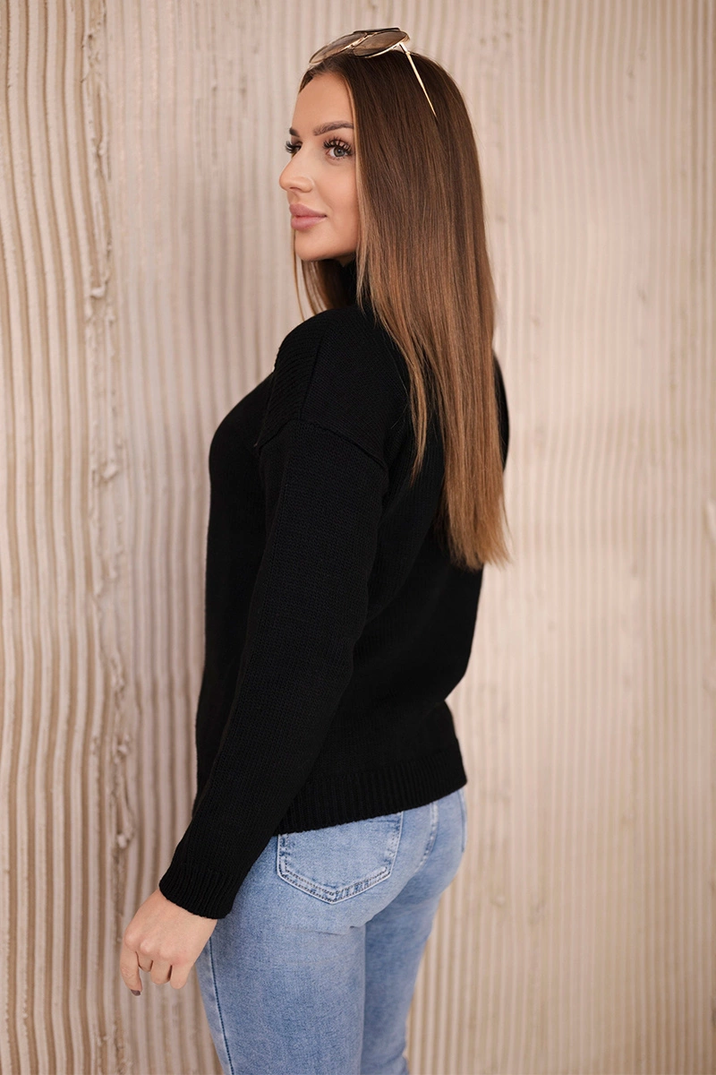 Black sweater with high neckline