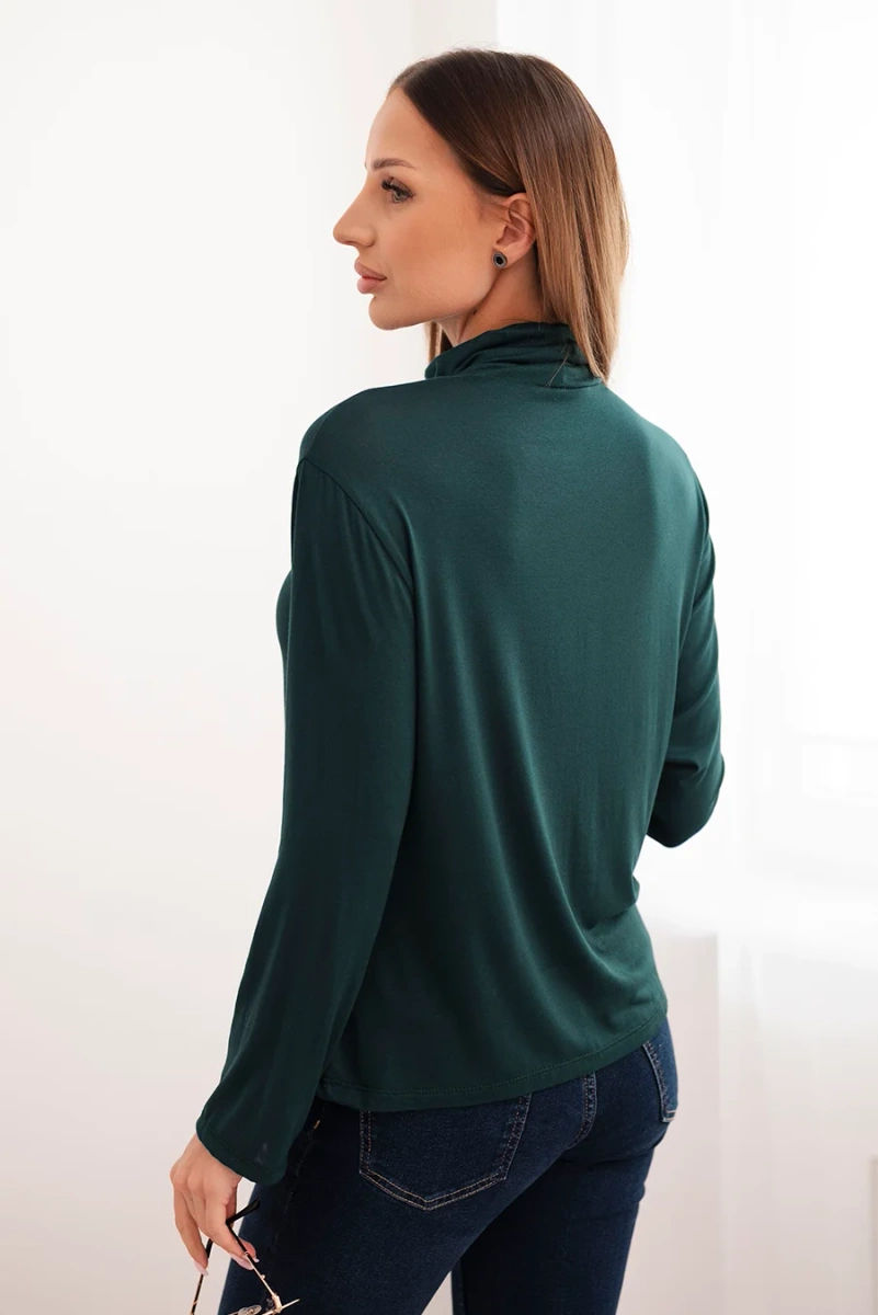 Kesi Włoski Women's viscose blouse with a turtleneck and long sleeves dark green