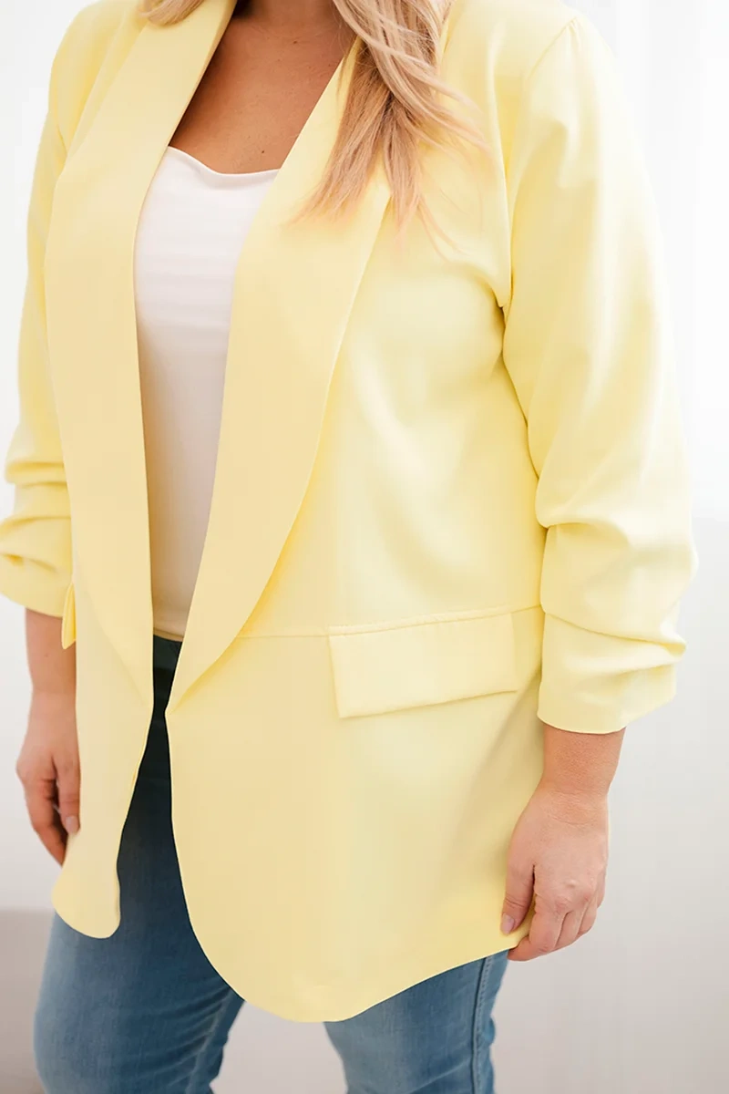Elegantný plus size dámsky sako žltý