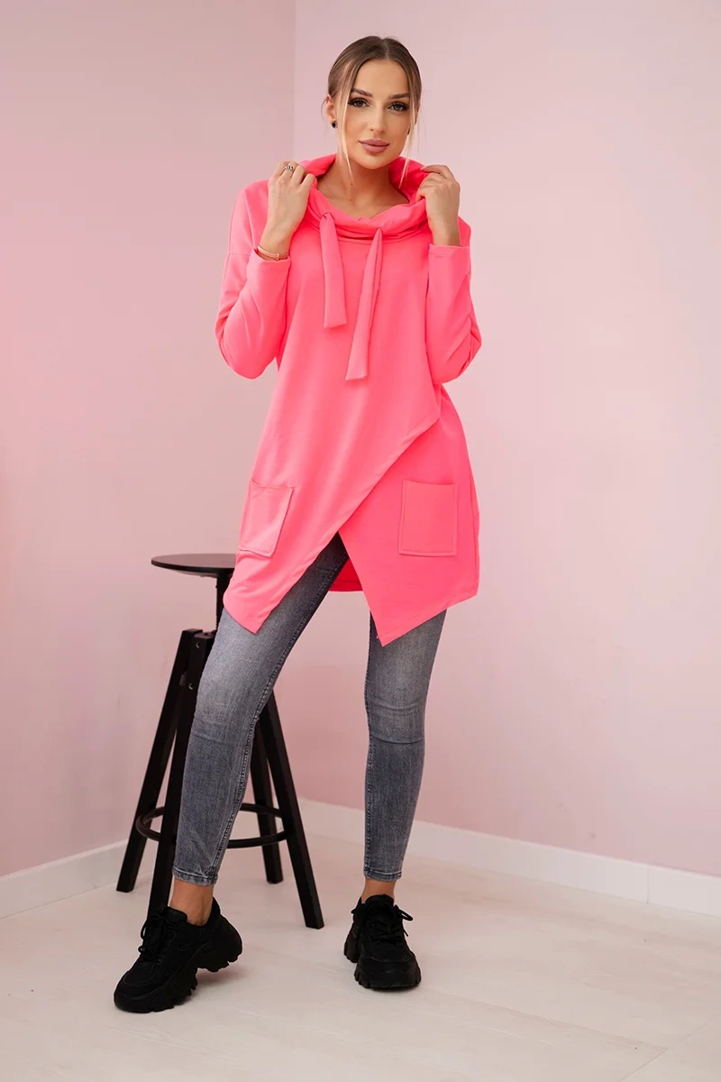 Tunic with clutch front Oversize pink neon