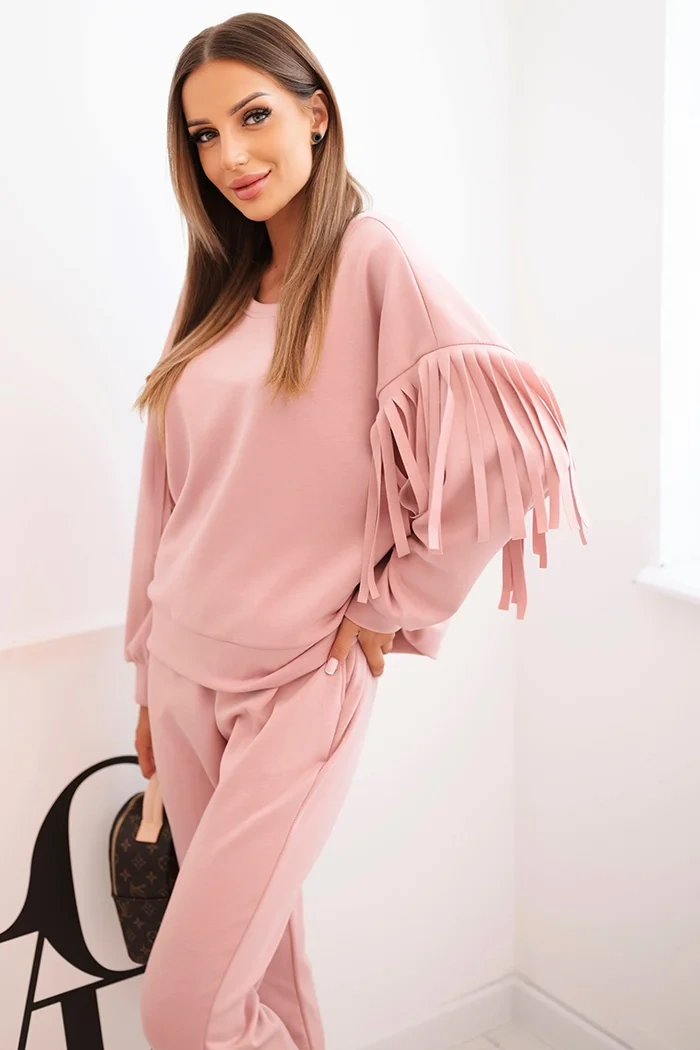 Kesi Włoski Ladies&#039; butter set with tassels on the sleeves dark powder pink