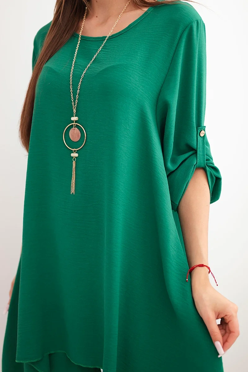 Set blouse + trousers with pendant green