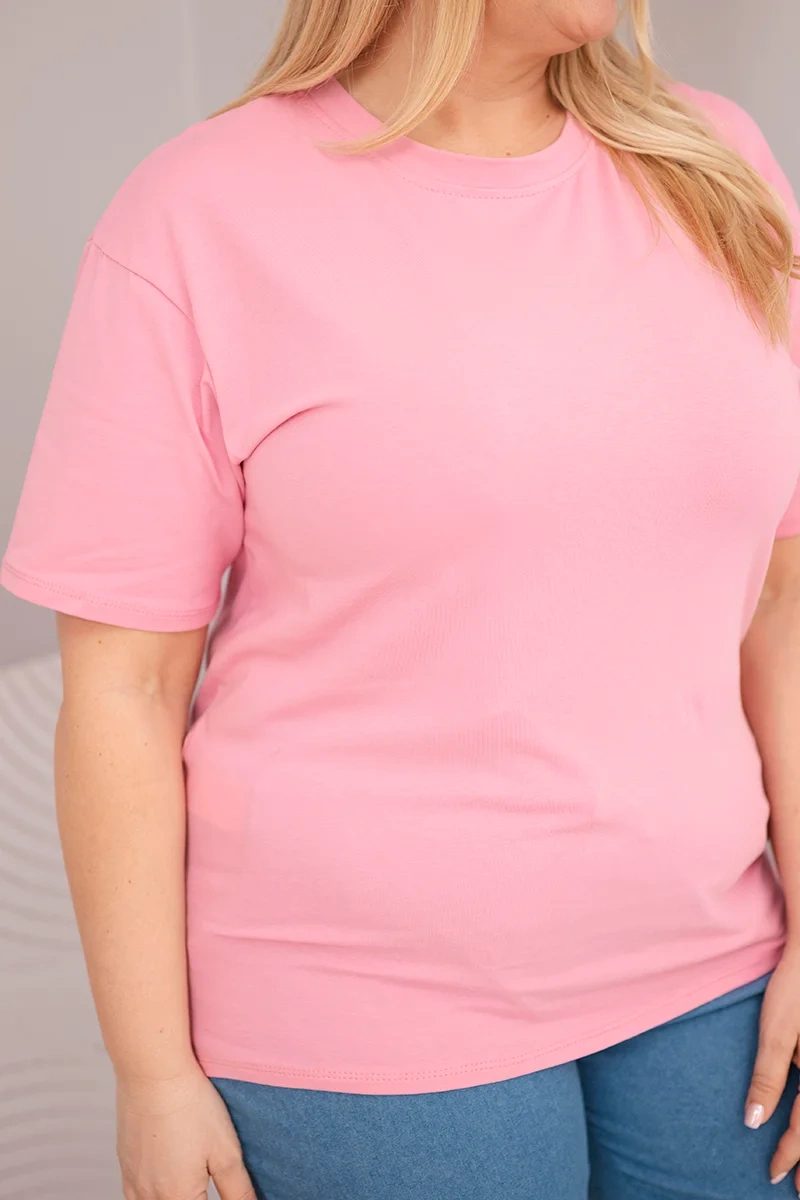 Kesi dámske bavlnené krátke rukáv tričko plus size svetloružové